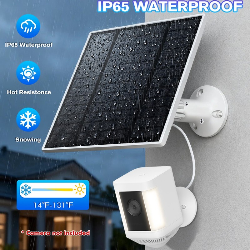 Solar Panel for Security Camera, 2 Pack 5W Solar Charger with Micro USB & USB-C gallery