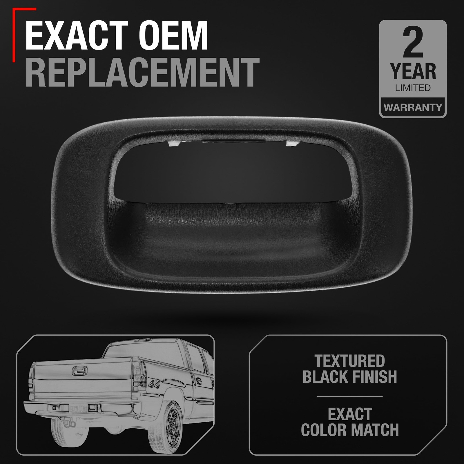 Tailgate Handle Bezel w/ Metal Clip for Chevrolet Silverado; GMC Sierra - Imp... gallery