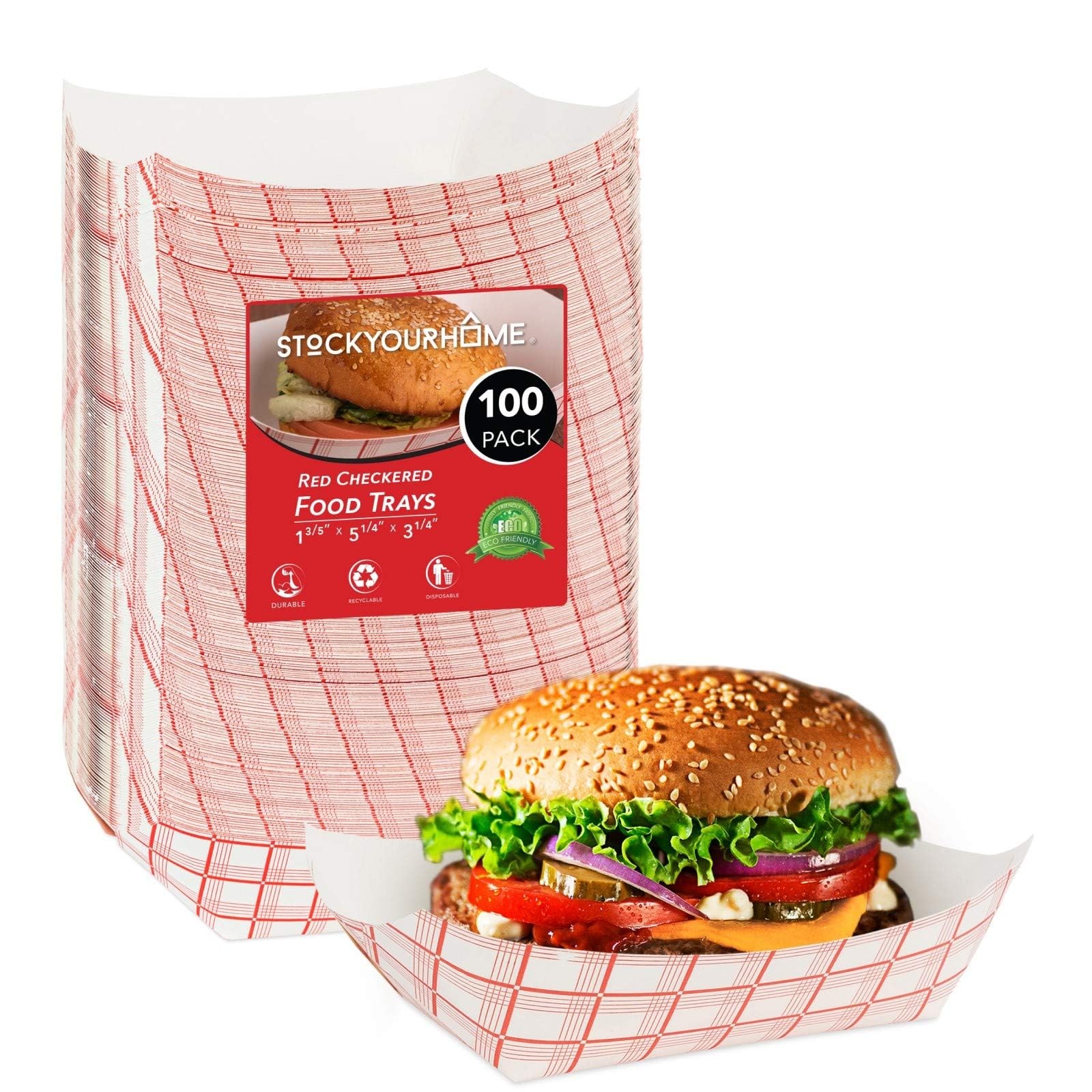Stock Your Home Paper Trays Red Checked 3 Lb 100 Ct gallery