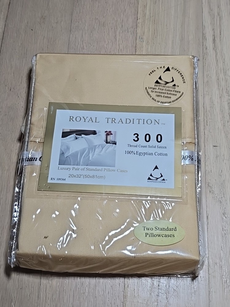2 Royal Tradition 300 thread count 100% egyptian cotton luxury gold pillow cases
