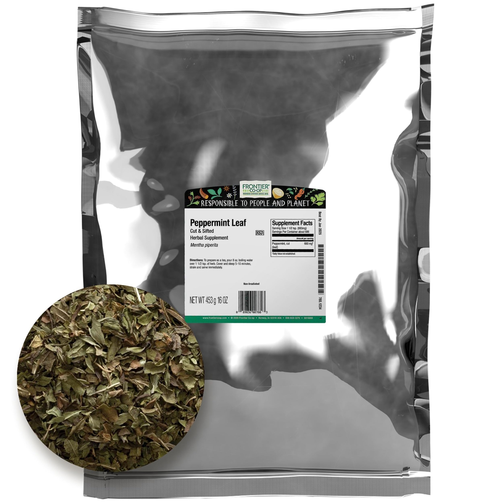 Frontier Co op Cut and Sifted Peppermint Leaf 16 Ounce Non Irradiated Mint Tea gallery
