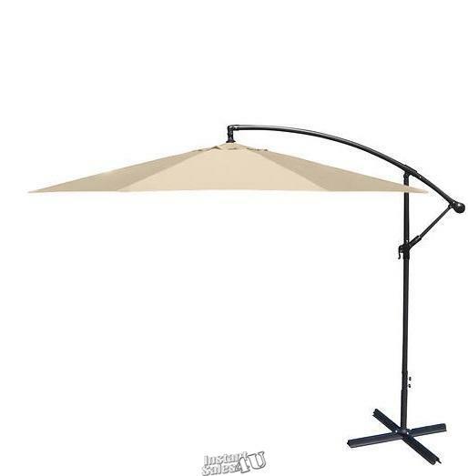 Offset Umbrella Khaki Weather-Resistant Polyester Fabric Canopy Heavy Duty Steel gallery