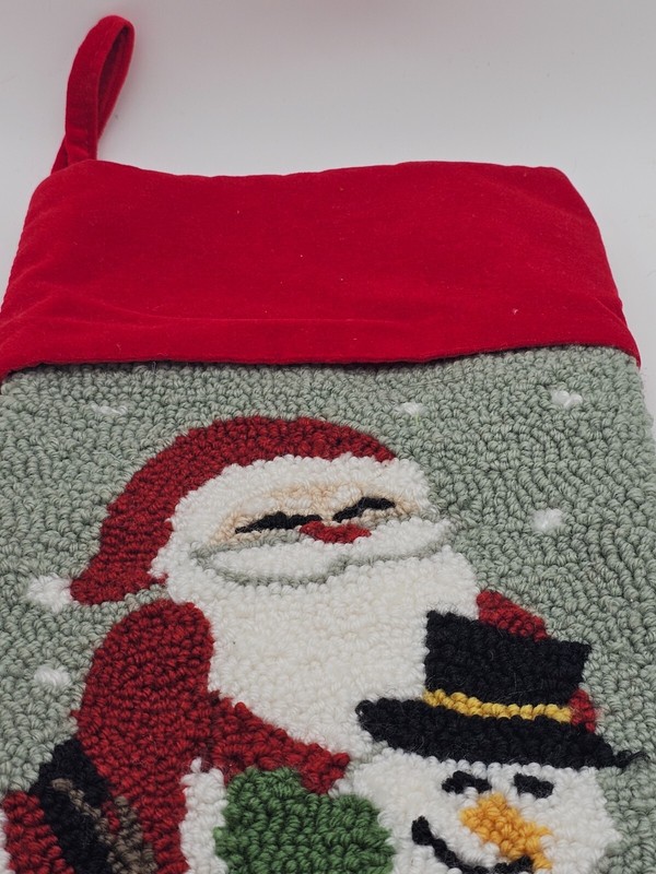 Christmas Stocking Punch Needle Tufted Embroidered Santa Snowman Velvet gallery