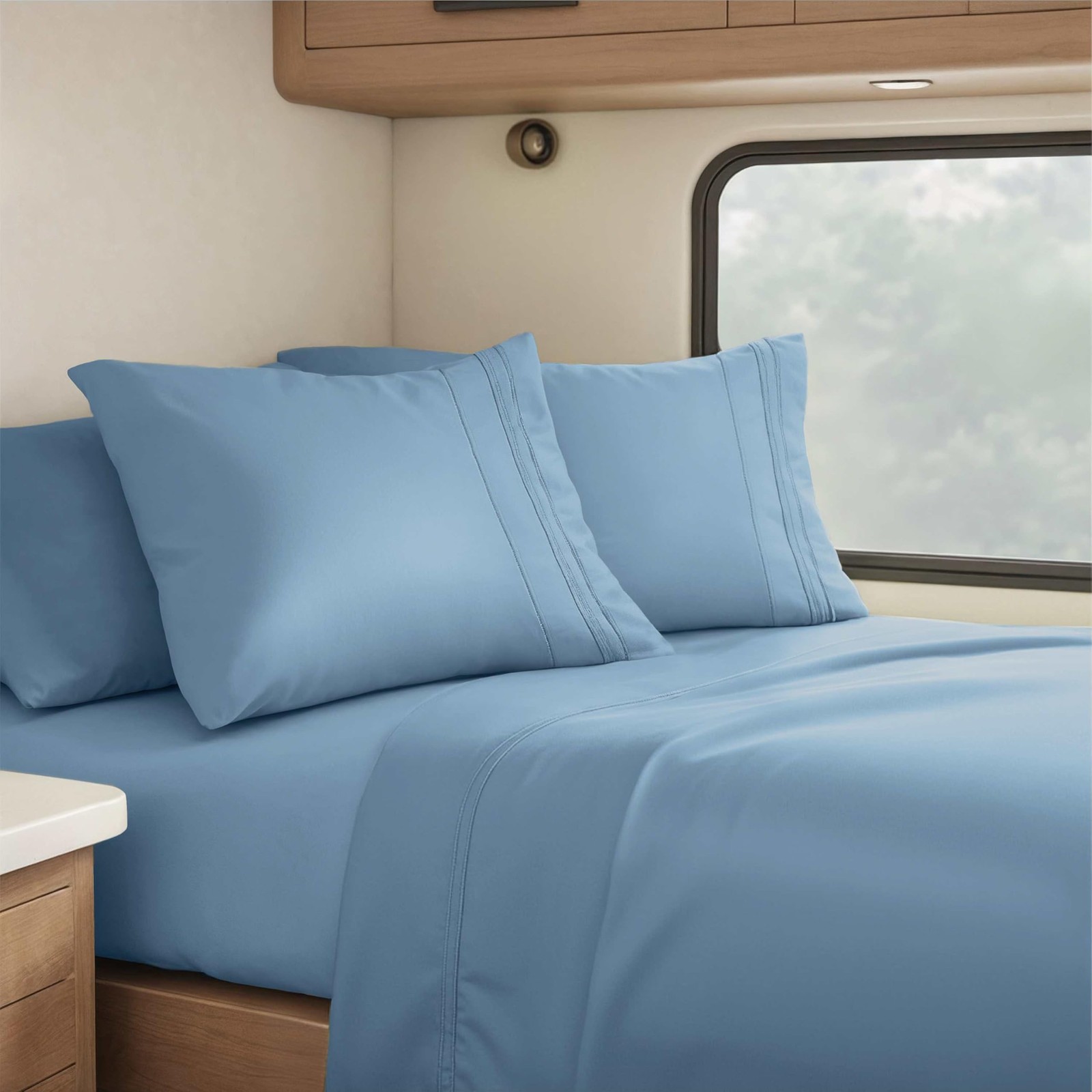 Clara Clark RV Queen Sheets, 6 Piece Sheets Set - Short Queen, Blue Heaven gallery