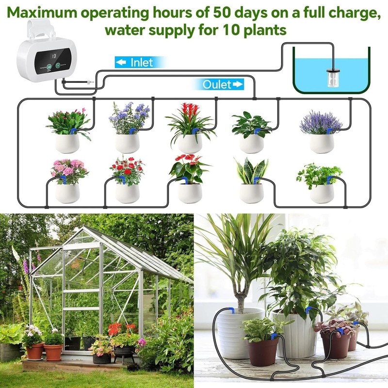 Solar Drip Irrigation System, Automatic Watering Kit for 15 Pots with 49ft Hose gallery