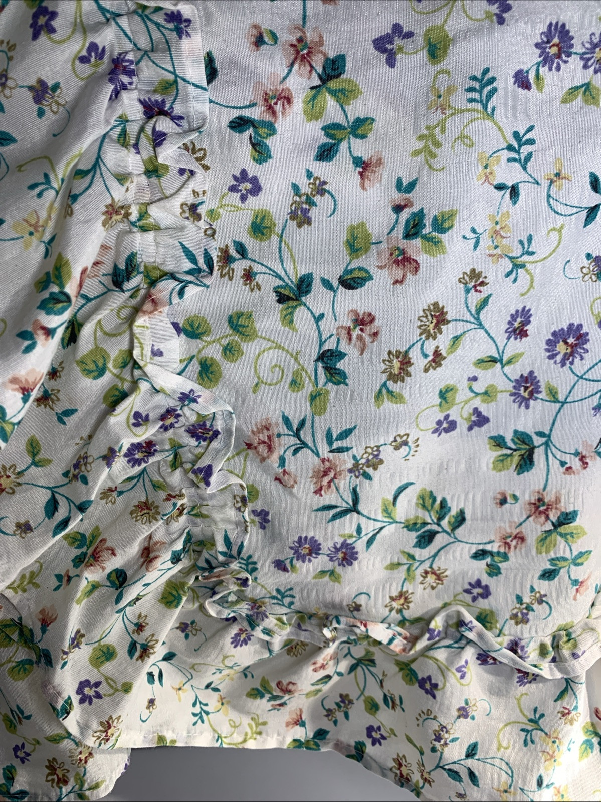 Vtg Petit Florals Ruffled Pillow Sham Set 2 English Country~Cottage for Standard gallery