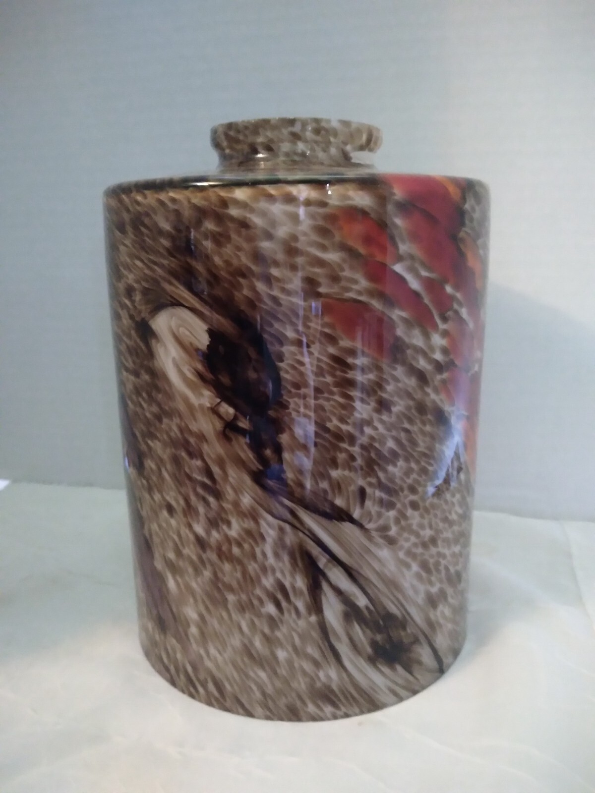 Art Glass Pendant Ceiling Light Lamp Shade Brown Red Orange purple Swirl Tone gallery
