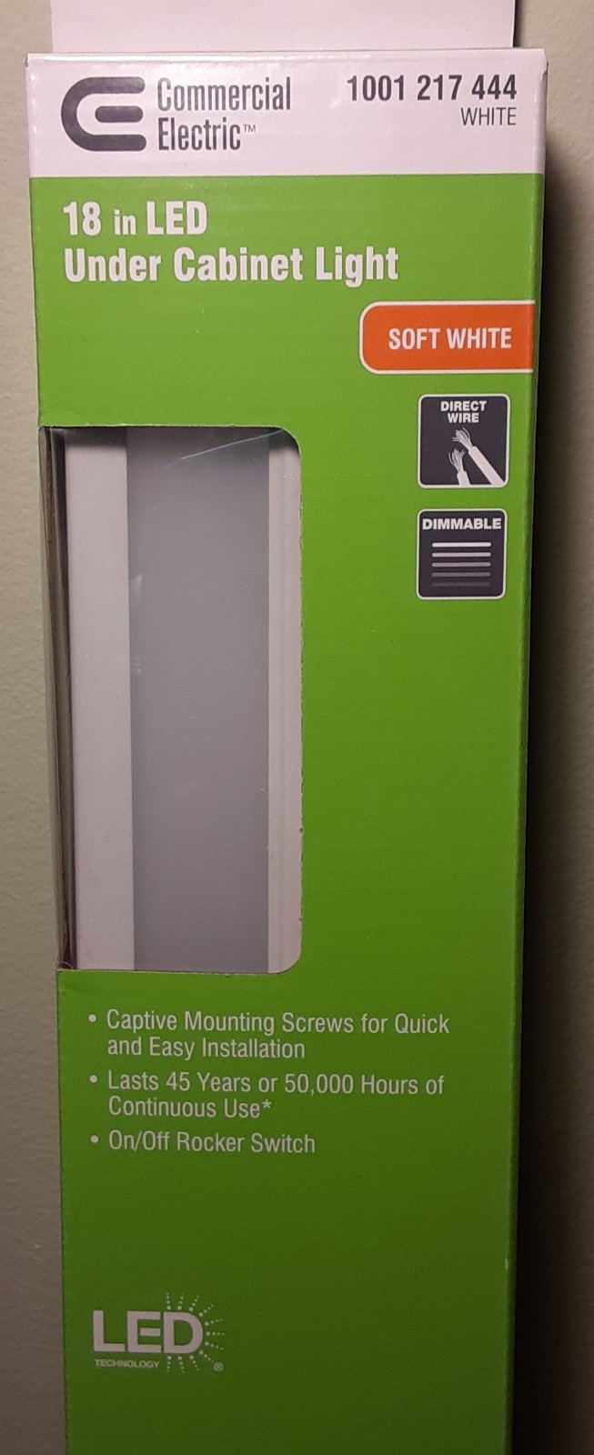 Commercial Electric 18 in. LED Direct Wire Under Cabinet Light, Soft White gallery