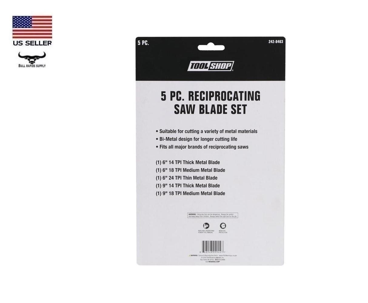 5 Piece Metal Cutting Reciprocating Saw Blade Set 6" & 9" Thin Medium Thick Cut gallery