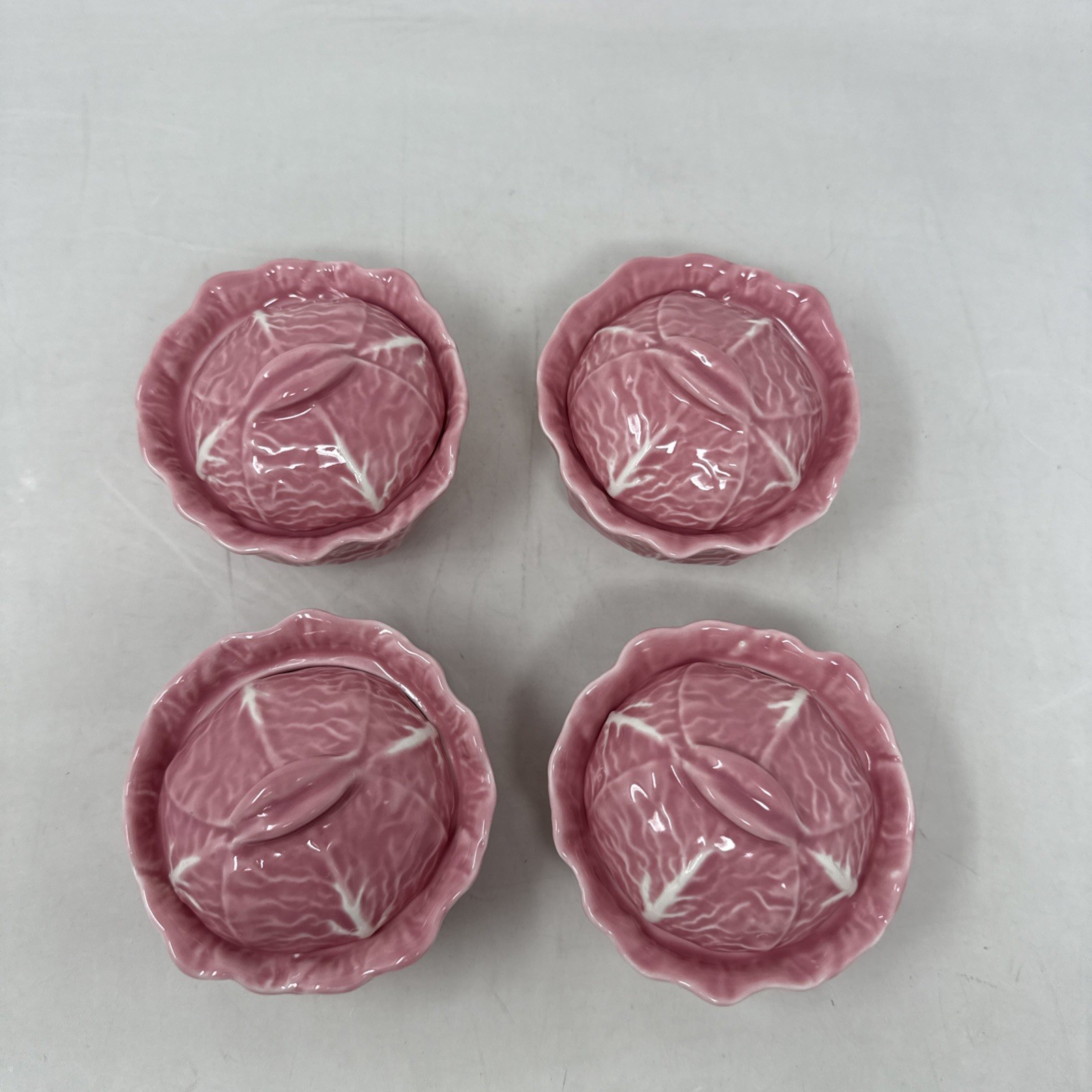 Creative Co-op Stoneware Pink Cabbage Mini Tureen, Set of 4 Lidded Small Bowls gallery