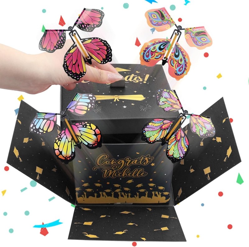 Graduation Surprise Box with Flying Butterflies Explosion Gift Container DIY ... gallery