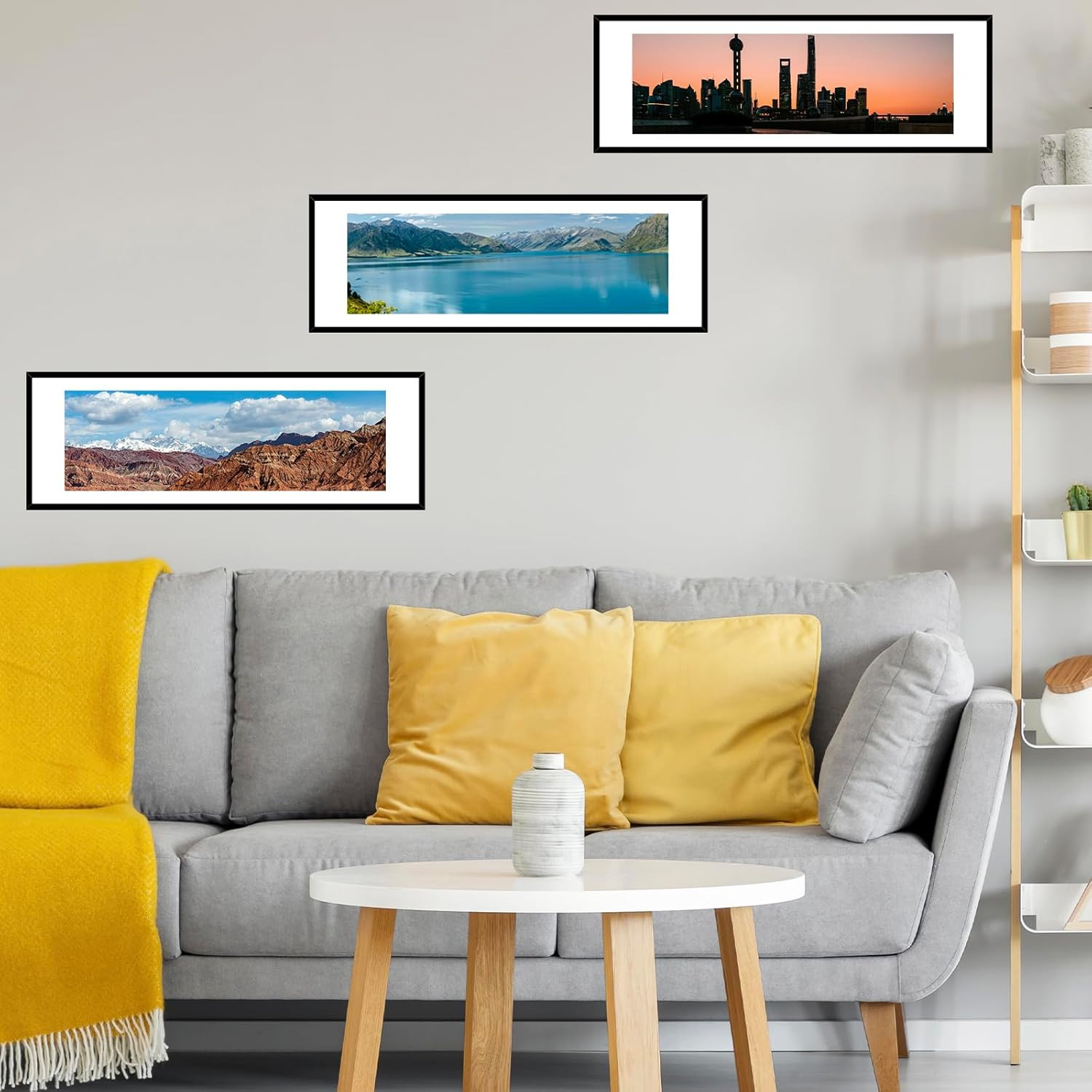 12X36 Picture Frame with 10X30 Mat Set of 4, Display Photo 10X30 with Mat or 12 gallery