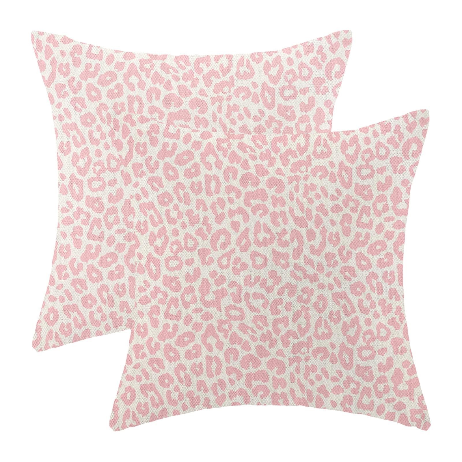 Leopard Print Throw Pillow Covers 18x18 - Pack of 2, Pink Cheetah Decor, Boho Mo gallery