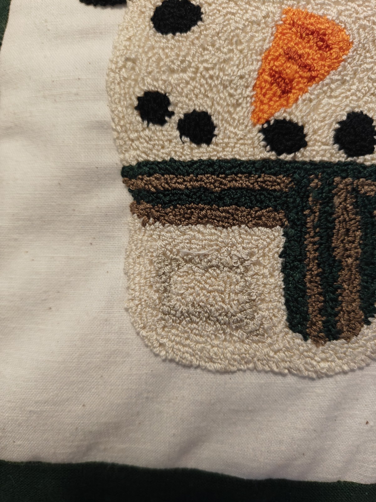Primitive Snowman Cardinal Pillow Needle Punch Art Plaid Handmade 16" X 12" gallery