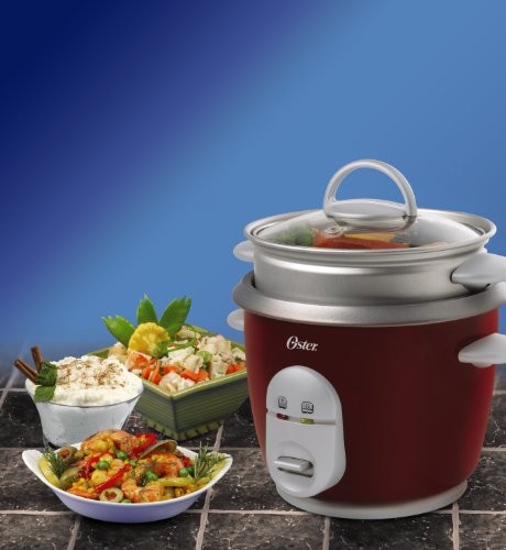 Oster 6-Cup Rice Cooker with Steamer, Red (004722-000-000) gallery