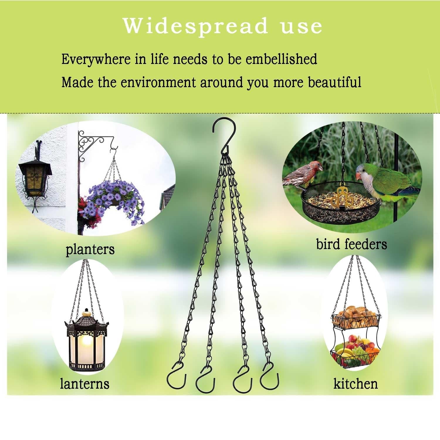 21 Inches 4 Leads Hanging Baskets Chains for Hanging Plant Flower (Black 2 PCS) gallery