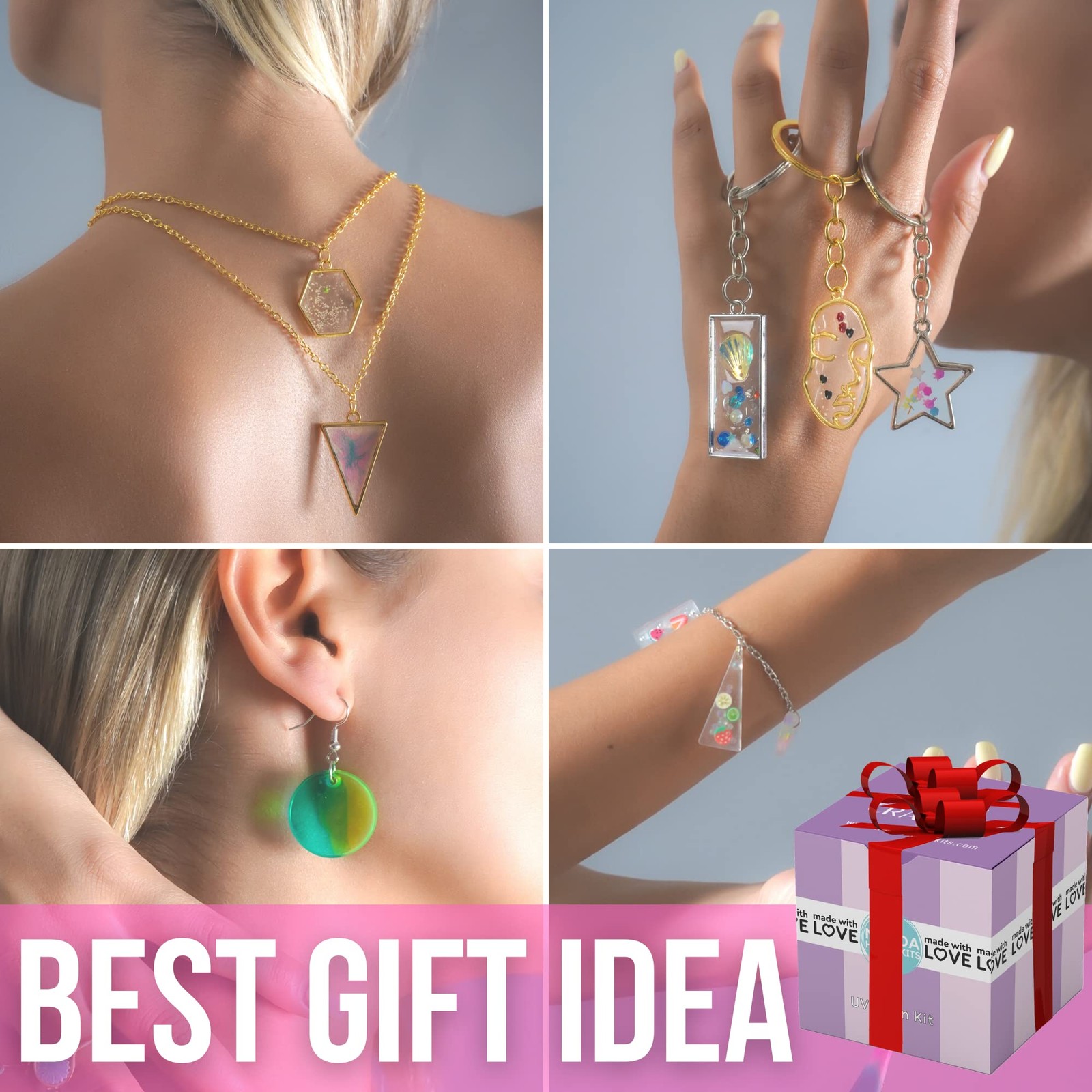 MODDA UV Resin Jewelry Making Kit w/ UV Lamp & Video Course, DIY Craft Kit gallery