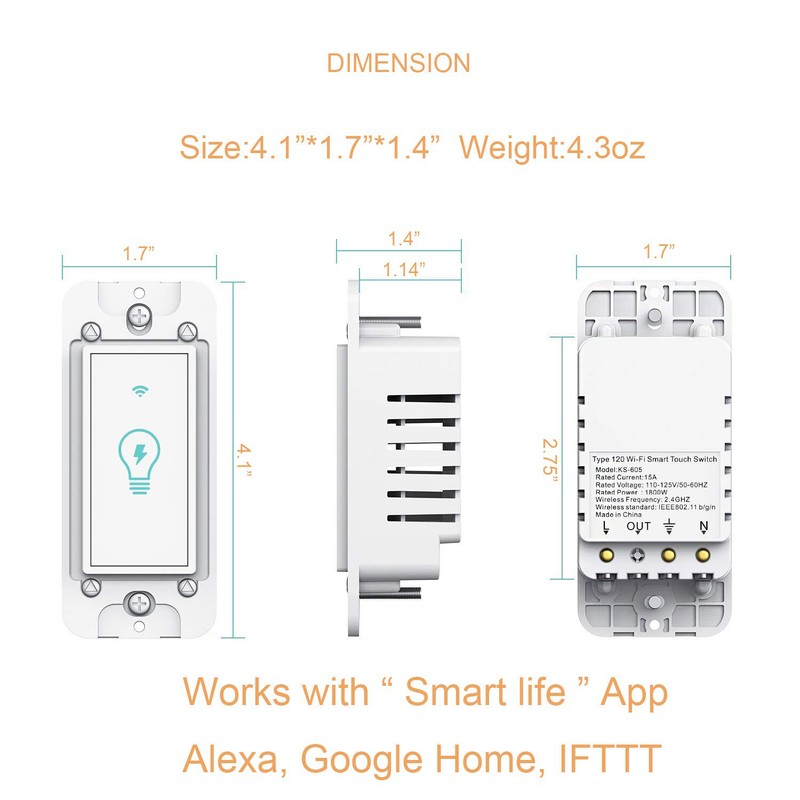 Smart Light Switch, Compatible with Alexa, Google Home IFTTT, App and Voice gallery