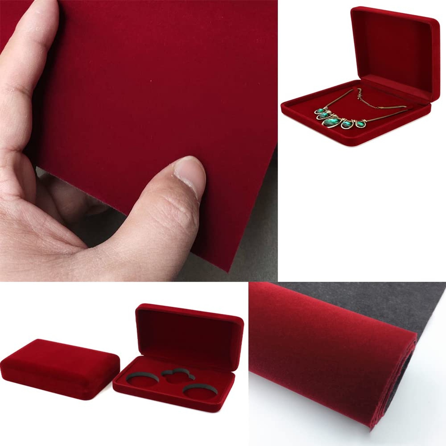 Self Adhesive Wine Red Jewelry Drawer Liner Velvet Shelf Paper Felt Fabric fo... gallery