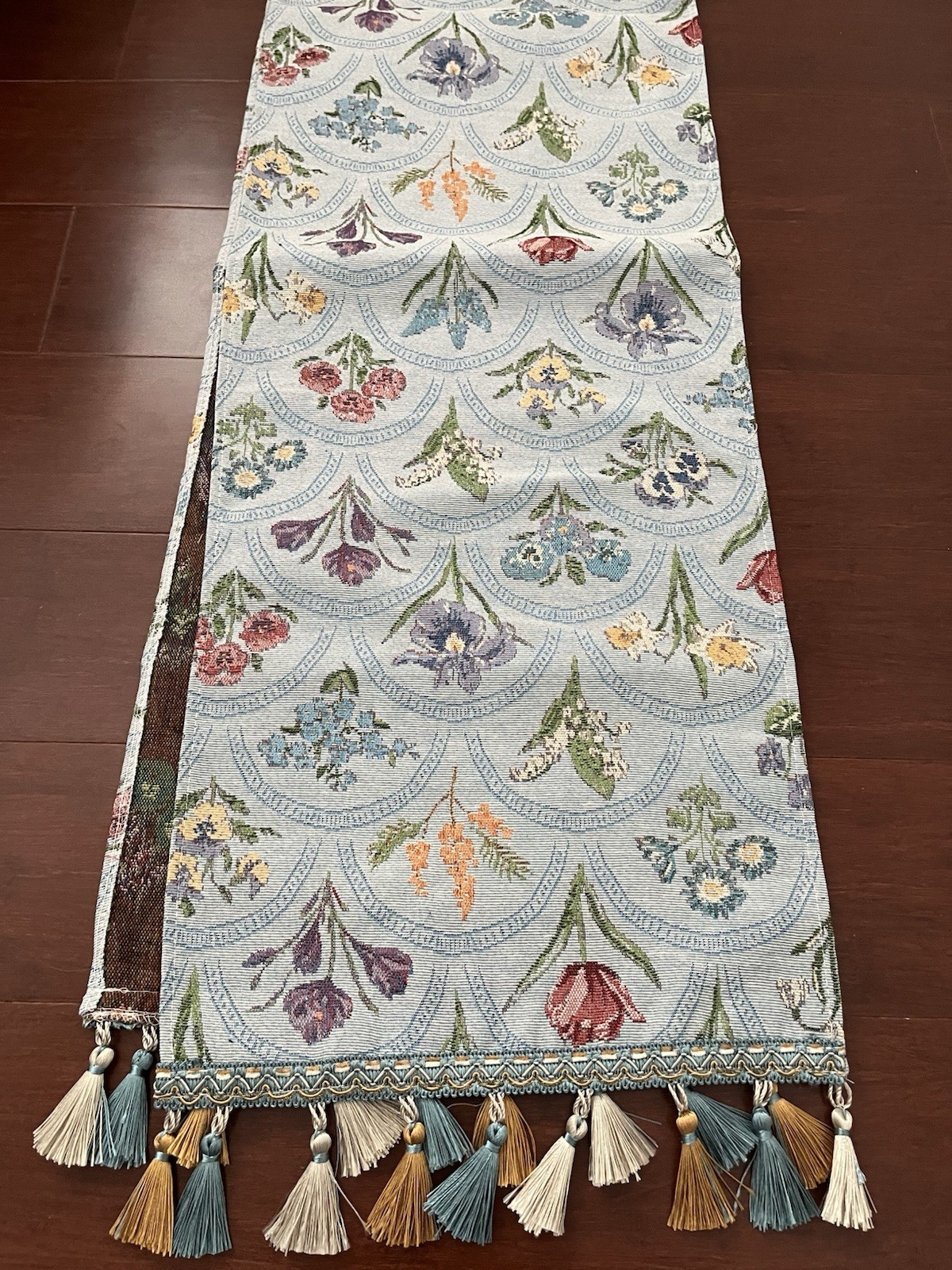Floral Tapestry Table runner With Tassels, Vintage Garden Pattern.12✖️71 in gallery