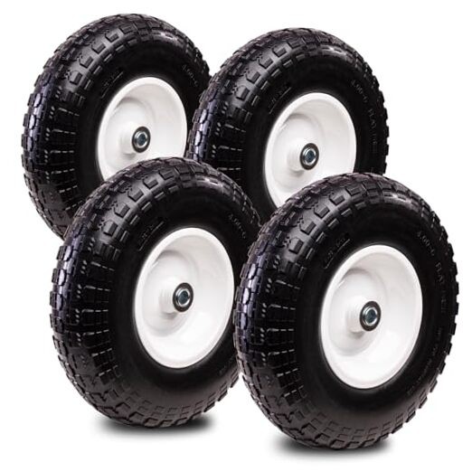 4 PCS 13 Inch Solid Flat Free Replacement Tires and Wheels 4.00-6 with 5/8''