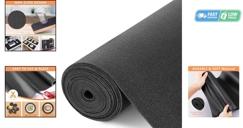 Multi-Functional Non-Slip Foam Drawer Liner – Cushioned Black Shelf Mat 59"L gallery