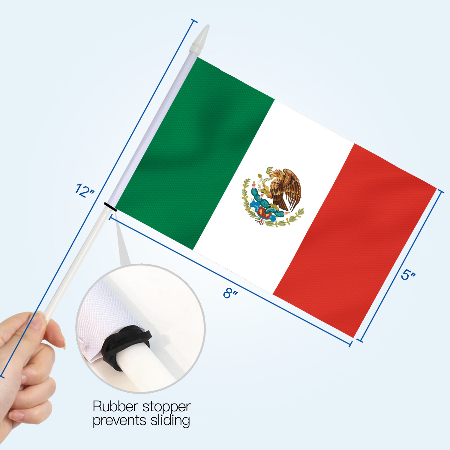 Anley 12 Pack Mexico Mini Flag - Hand Held Small Miniature Mexican Flags 5x8 in. gallery