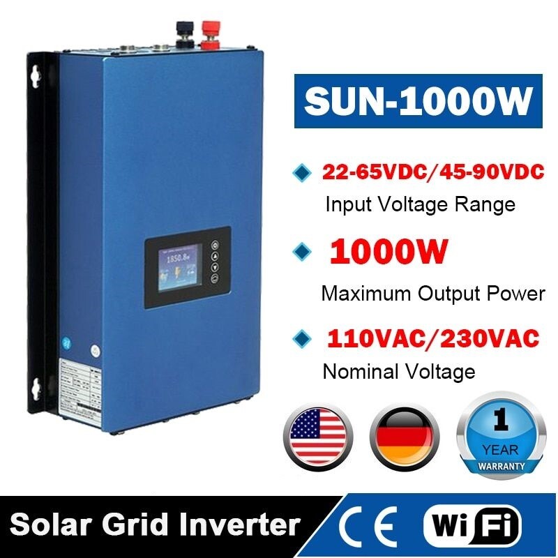 1000W Solar Grid Tie Inverter w/ Limiter MPPT Pure Sine Wave DC22-60V To 110VAC gallery