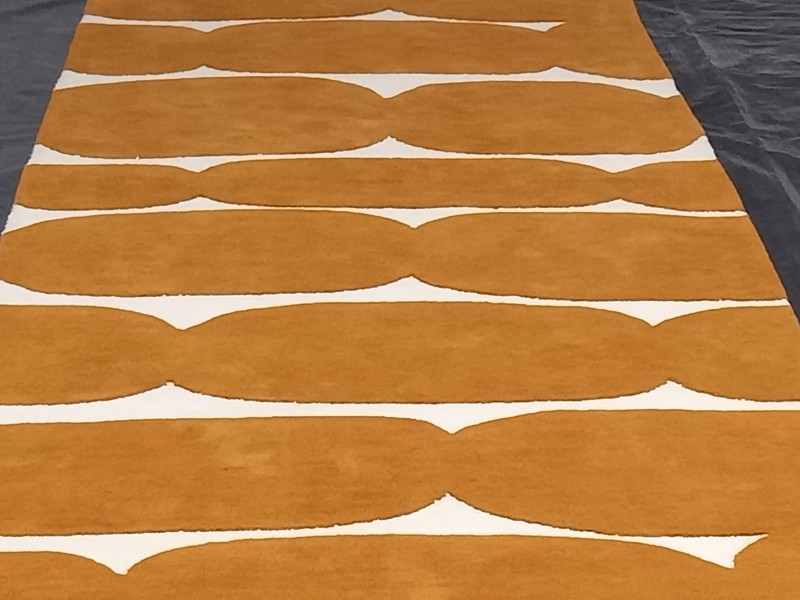 Hand Tufted Loop Cut Pile Runner Rug Orange & Ivory Modern Hallway Carpet gallery