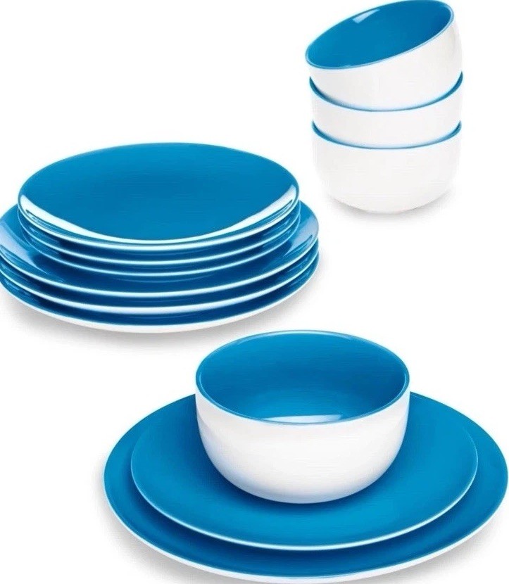 Dinnerware Set 12 Piece - Blue/White The Celler New In Box.