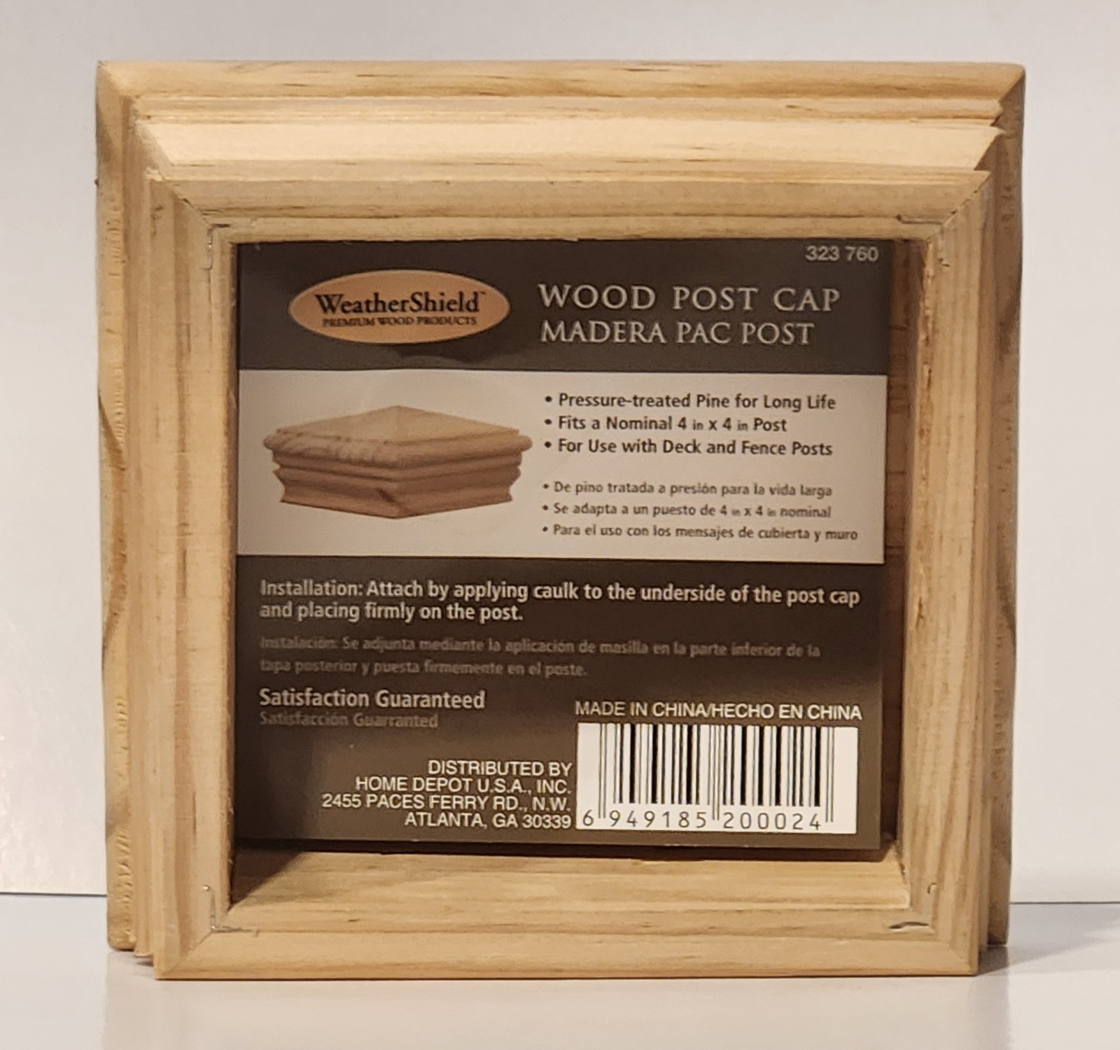 4 X 4 Weathershield - Premium Solid Wood Fence Post Cap - Pressure Treated Pine gallery