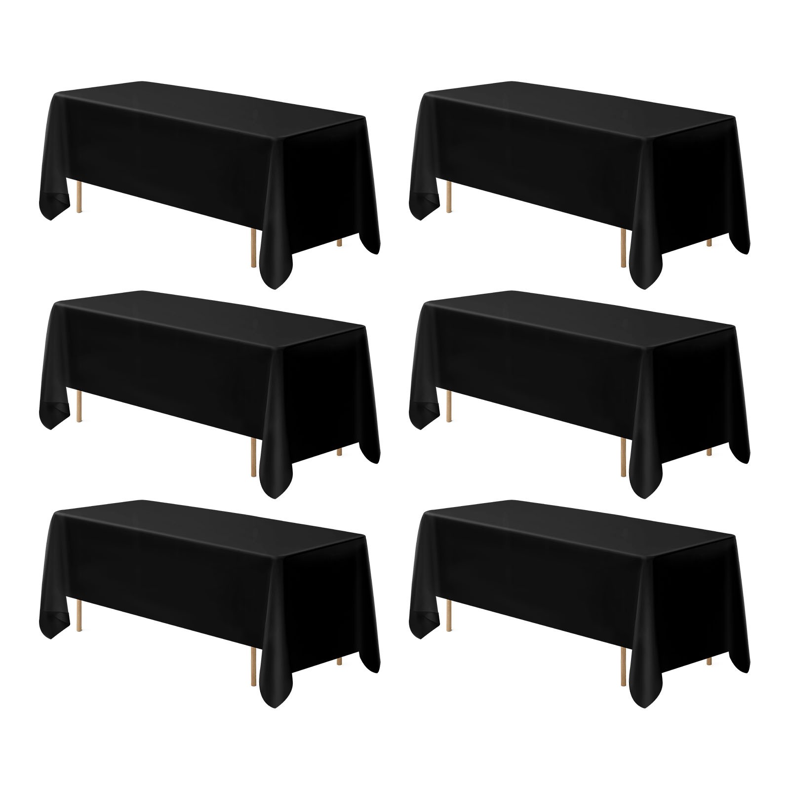Uimoso 70x120 Inch Black Rectangular Tablecloth for Events, Parties, 6 Pack gallery