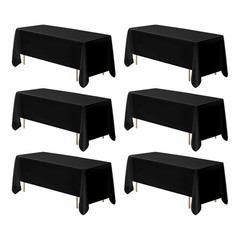 Uimoso 70×120 Inch Black Rectangular Tablecloth for Events, Parties, 6 Pack
