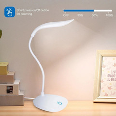 USB LED Desk Light Dimmable Bedside Reading Lamp Rechargeable Touch Control