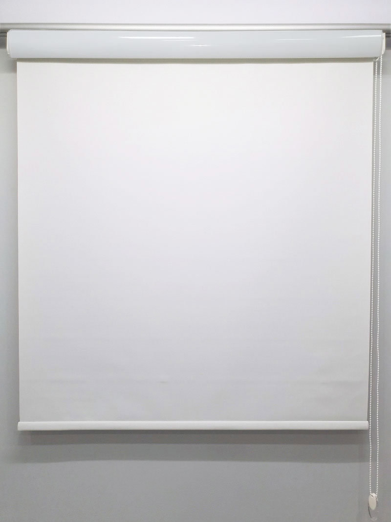White Color Flat Matte Fabric Roller Blind Curtain For All Rooms, Light gallery