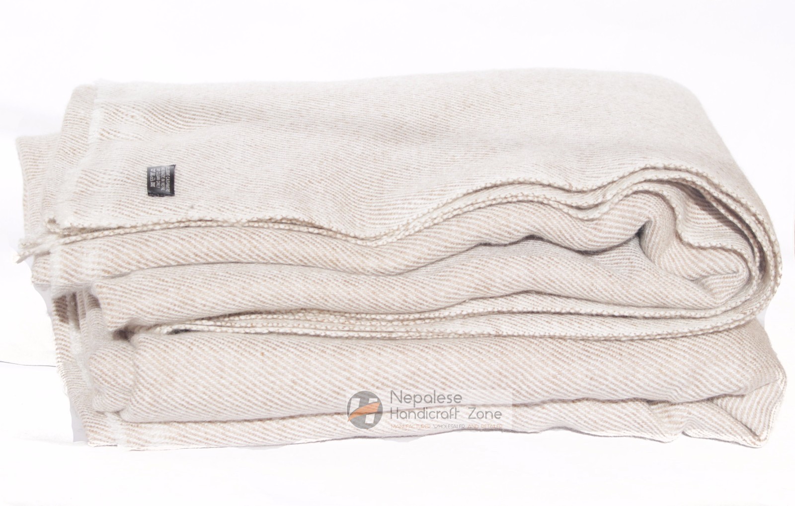 100% Natural XL Himalayan Cashmere Blanket/Throw 90"x108" From Nepal (Beige) gallery