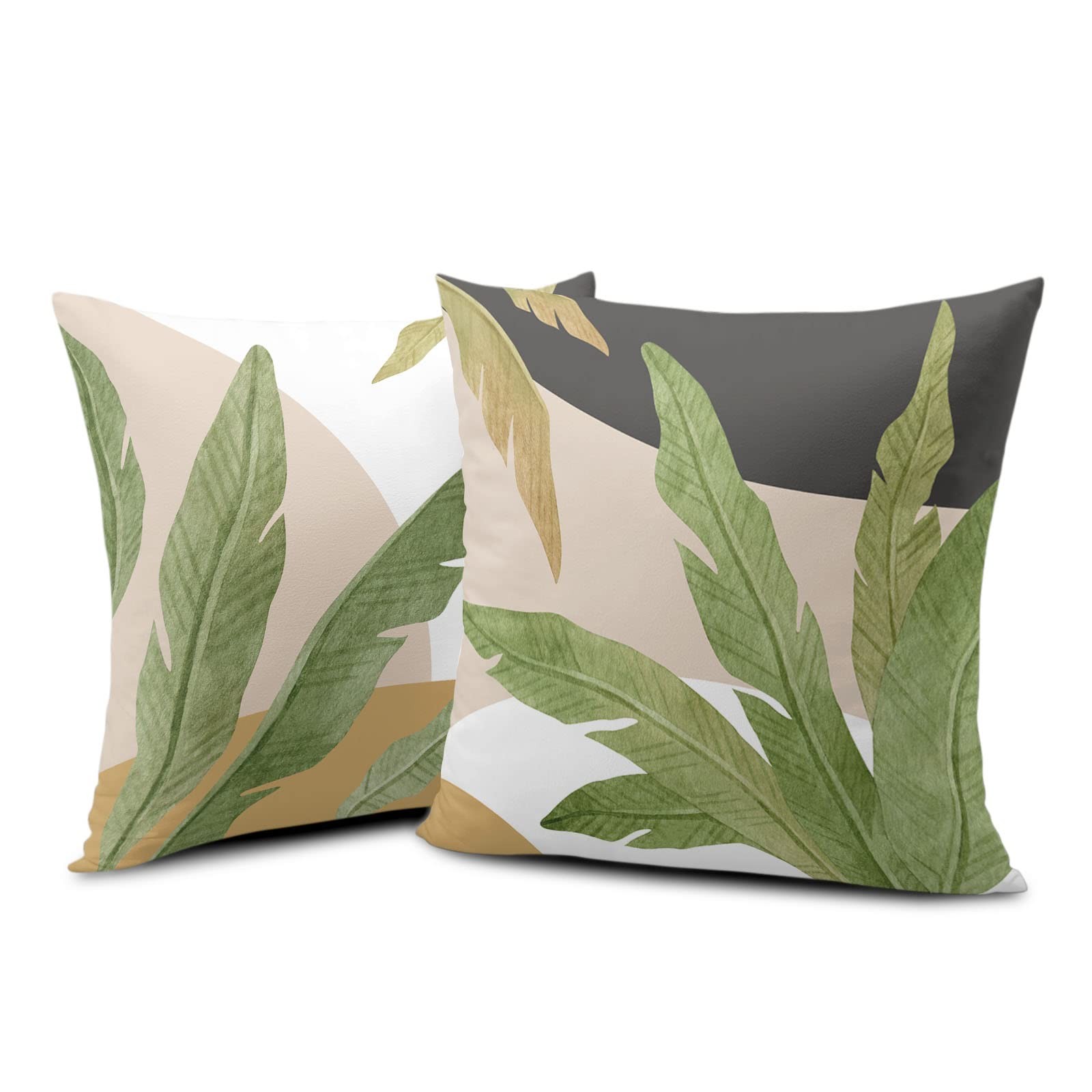 Green Leaves Spring Summer Throw Pillow Covers Geometric Palm Tree Pillow Cov... gallery