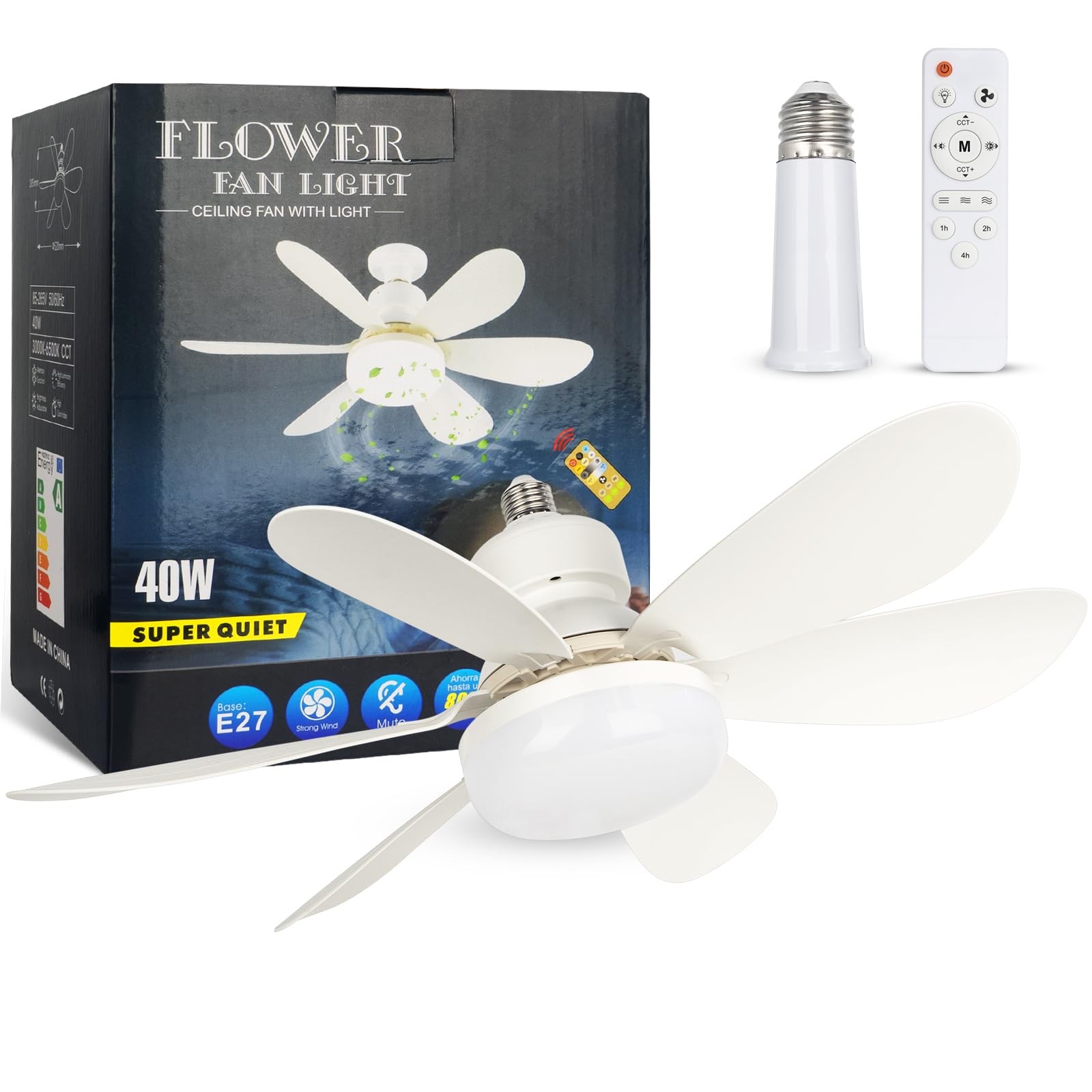 Dimmable Socket Fan Light, 20.5IN Remote Control Combo for Garage, Kitchen, Room gallery