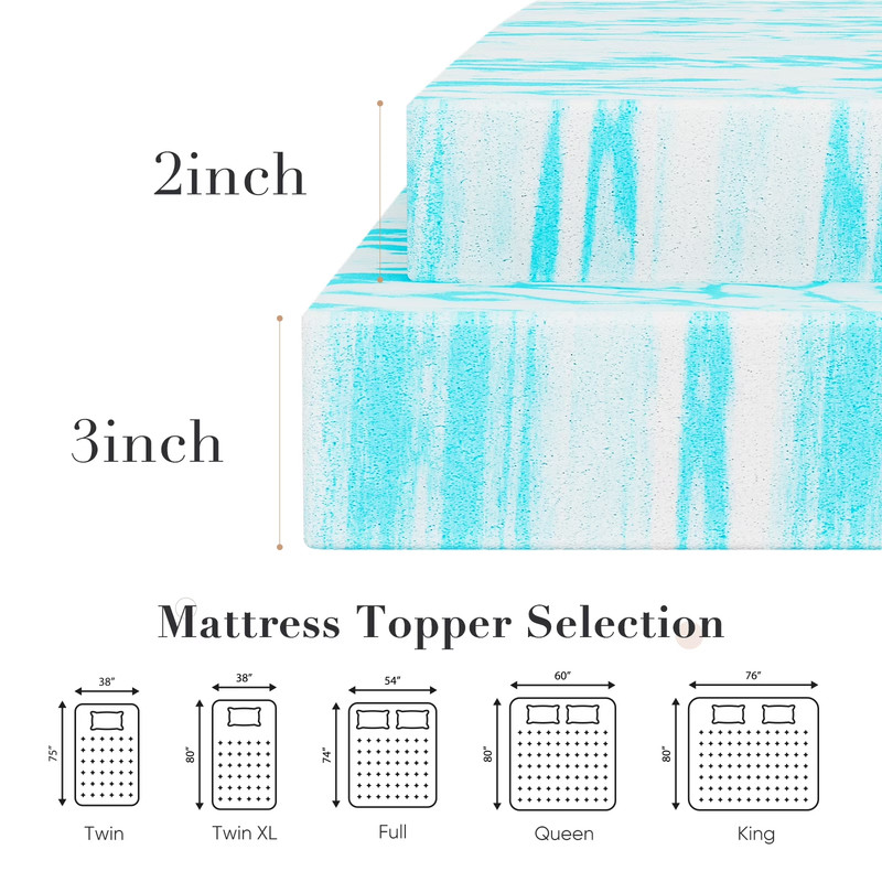 CONCETTA 3" Full Size Cooling Gel Memory Foam Mattress Topper FREE SHIP gallery