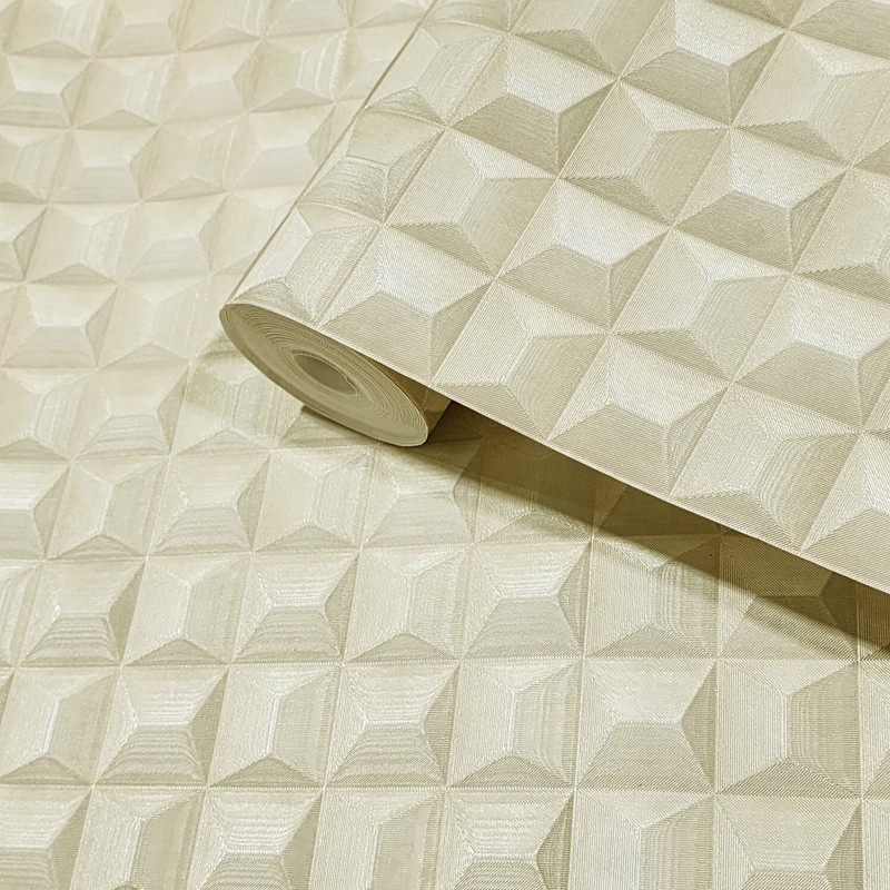 Yellow gold metallic illusion dimensional square textured geometric Wallpaper 3D gallery