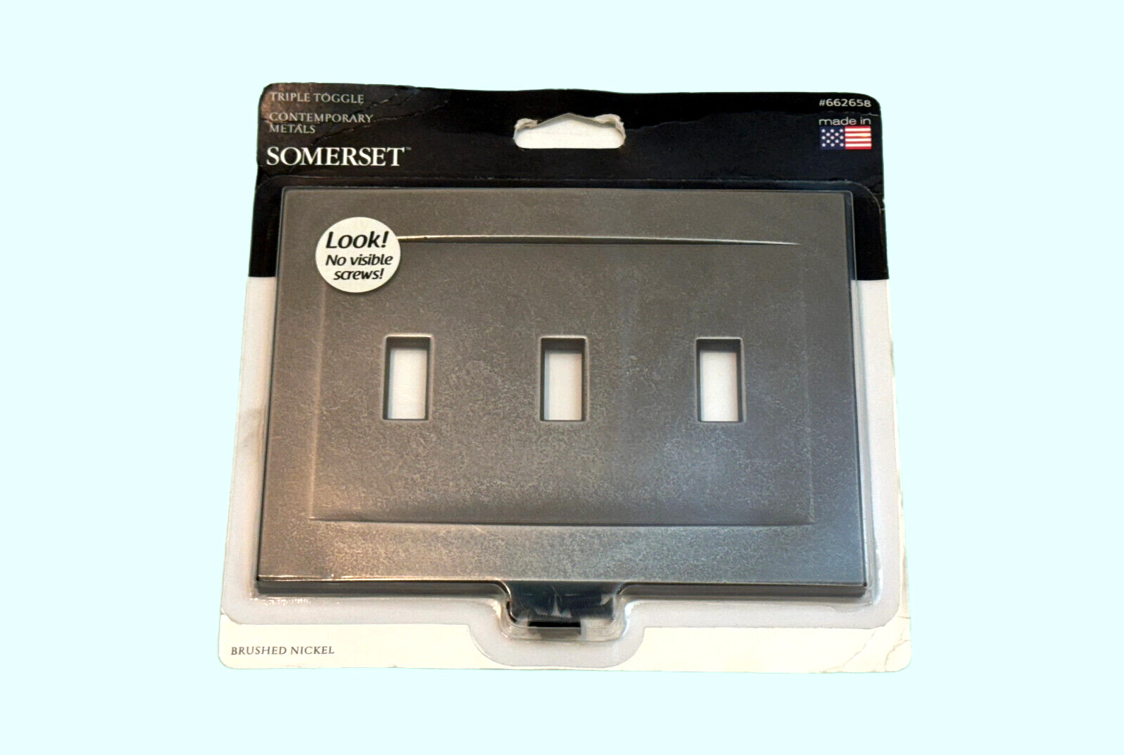 Somerset Triple Toggle Switchplate Cover Brushed Nickel 662658 No Visible Screws gallery
