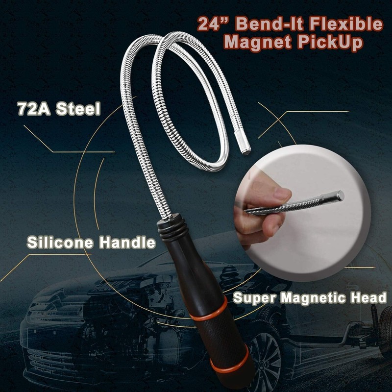 Magnetic Pickup Tool - 24” Bend-It Flexible Magnet Pick-Up Sweeper Bendable R... gallery