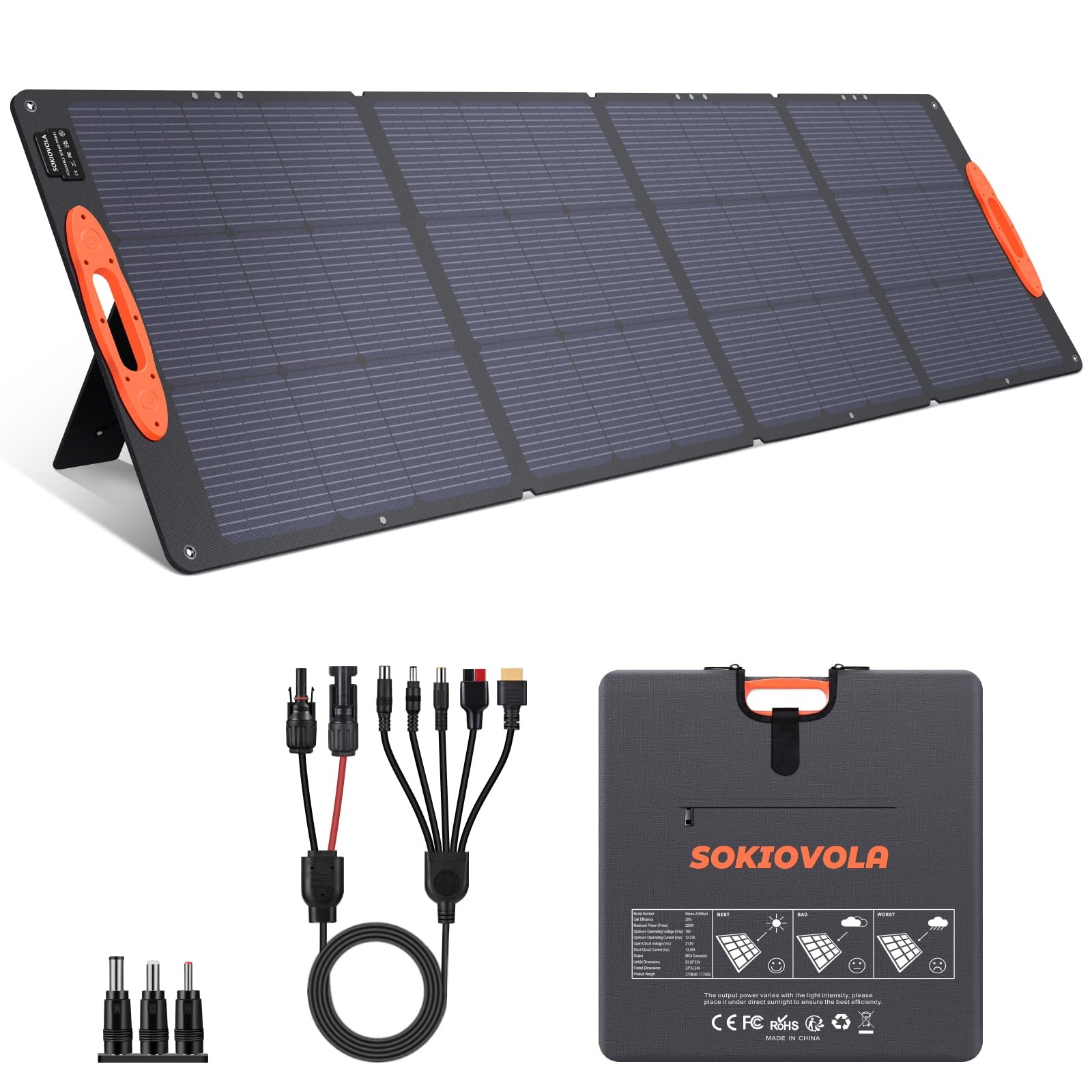 Panel Solar 220W Foldable Waterproof IP68 16BB SOKIOVOLA Portable N-Type Power gallery