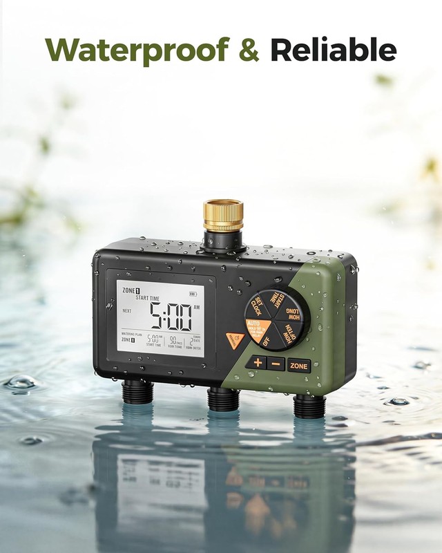 Sprinkler Timer 3 Zone Water Hose Timer for Garden Rain Delay Manual / Auto Mode gallery