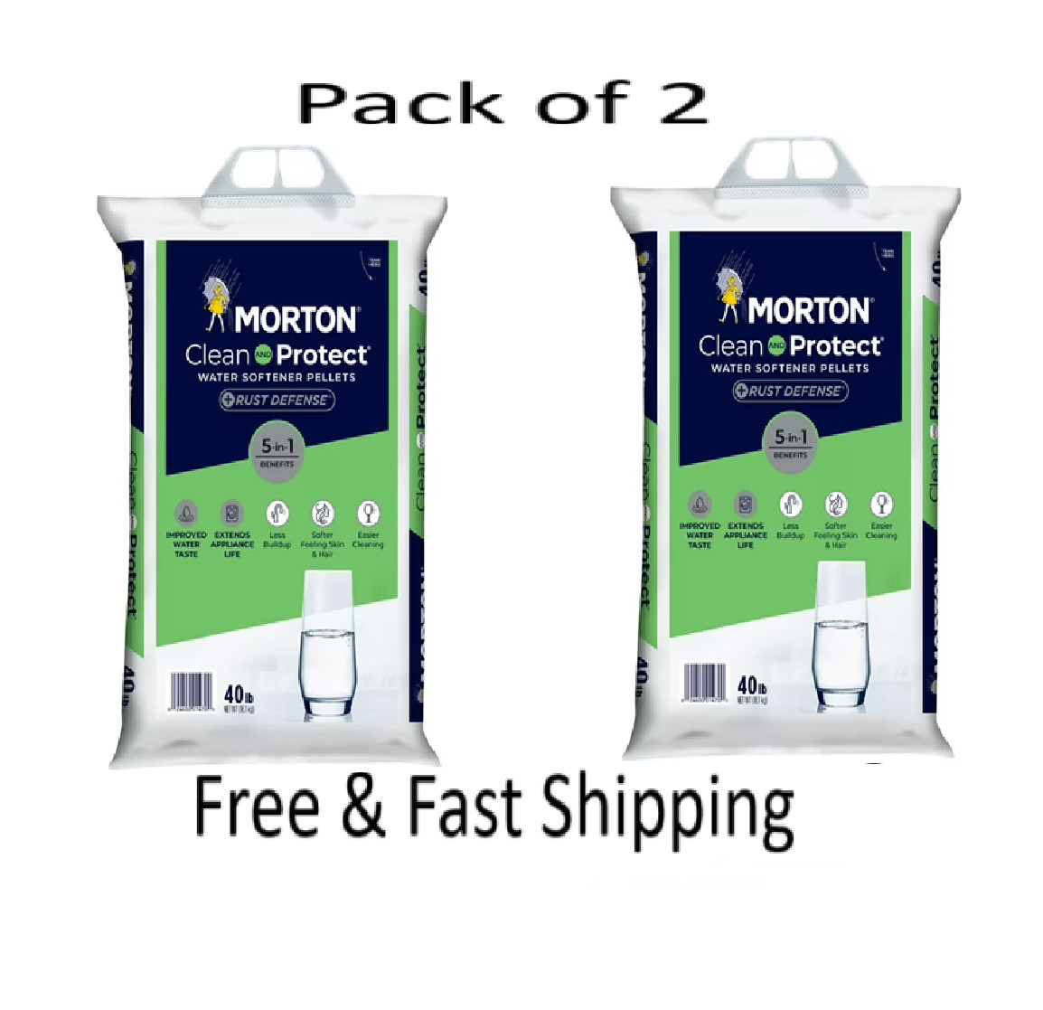 Morton Clean Protect Plus Rust Defense Water Softener Salt Pellets, 40 LB,2 PACK gallery