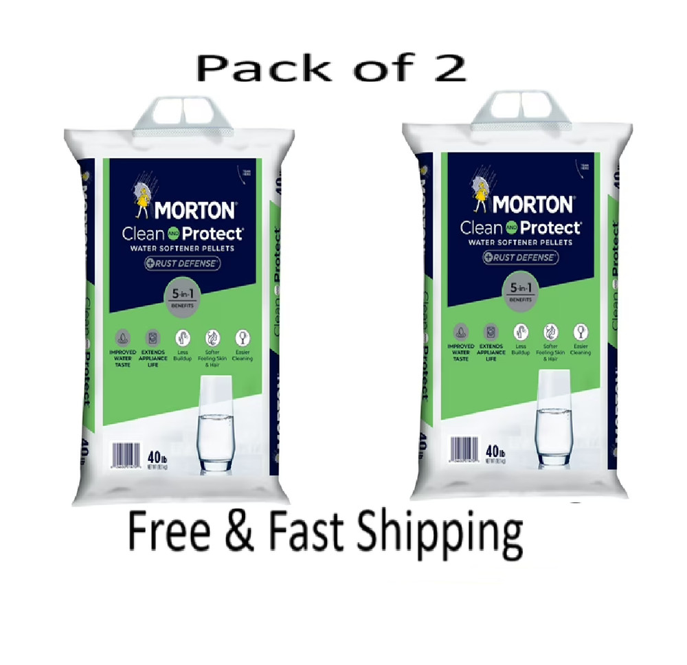 Morton Clean Protect Plus Rust Defense Water Softener Salt Pellets, 40 LB,2 PACK