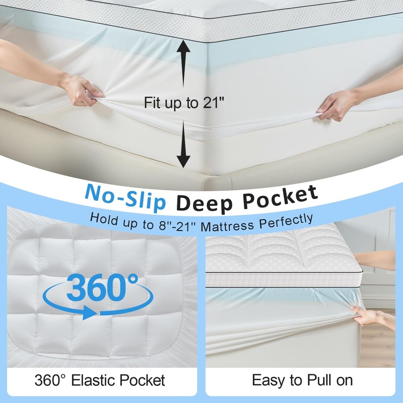 Easthome King Size Dual Layer 4 Inch Memory Foam King, White gallery