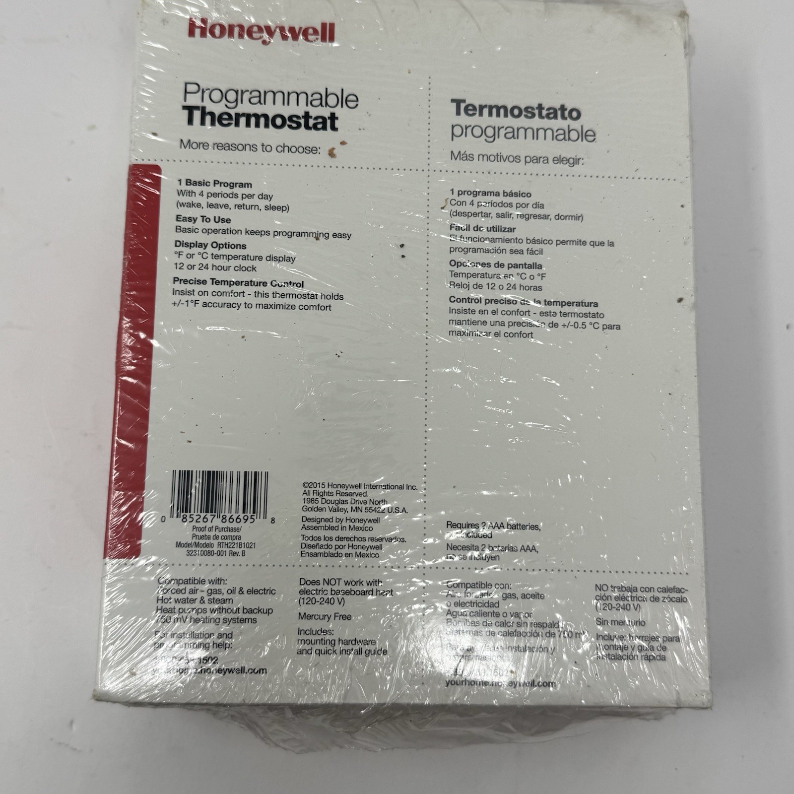 NEW Honeywell 1-Week Programmable Thermostat Boxed With Manual RTH221B gallery