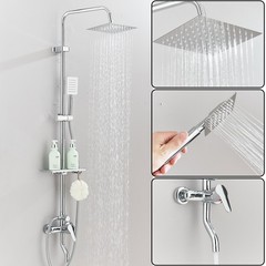 Wall Mounted 8″ Rainfall Shower System Shower Faucet Mixer Shower Tap Combo Set