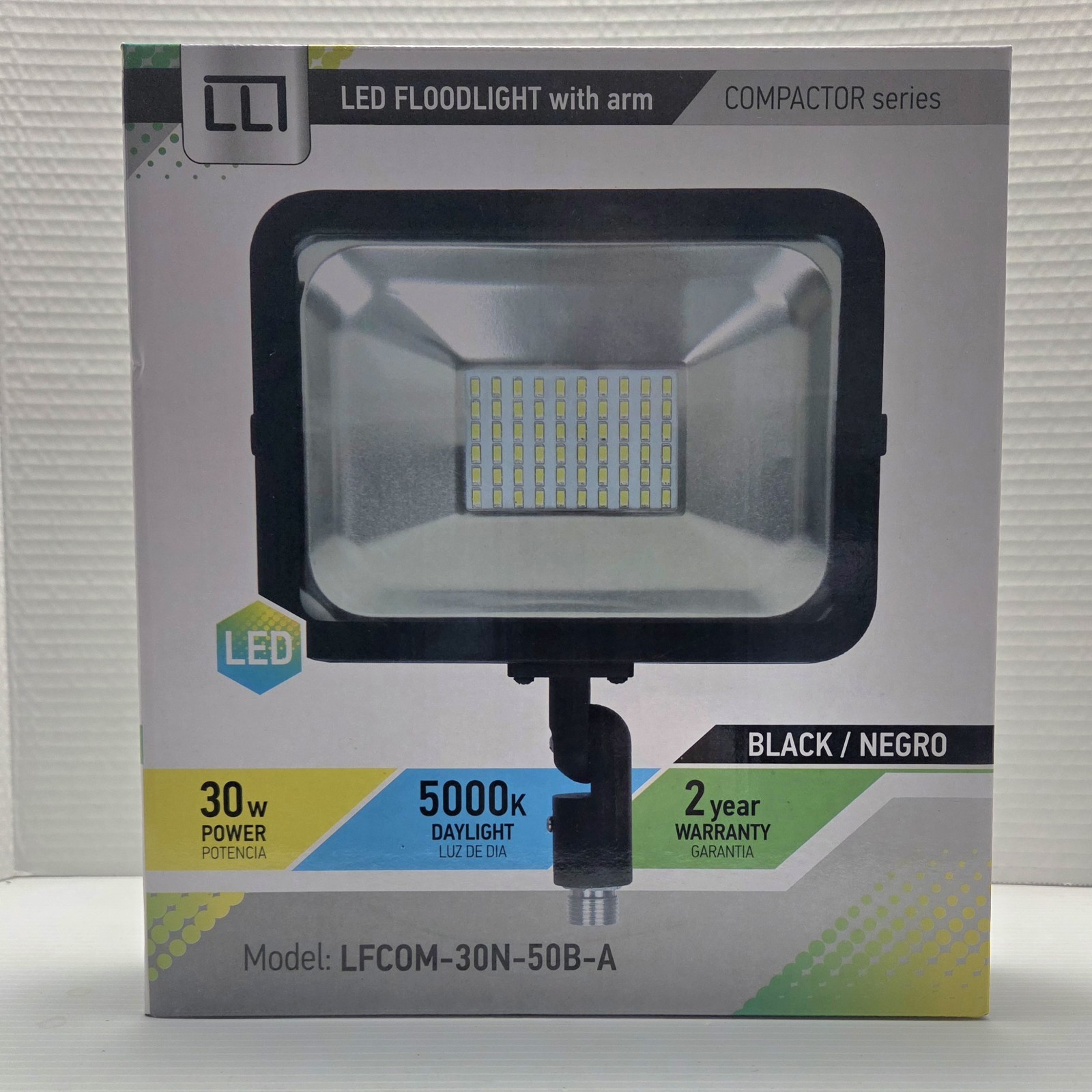 2 Pack! LED Floodlight w/Arm 30W, Daylight 5000K, 2250 Lumens gallery